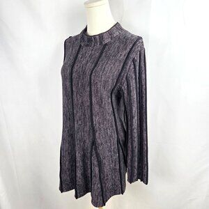 Soo Serene Sweater Small Lagenlook Grey Marled High Neck Trapeze Flare Tunic